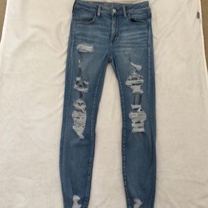 American Eagle high rise ripped jeans